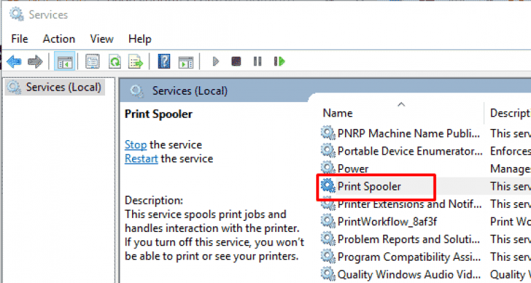 System32 spool printers. Spooler.