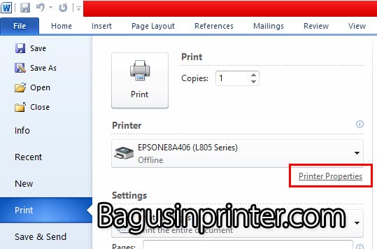 Printer properties