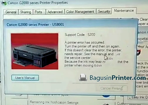 Printer Canon Error Support Code 5200