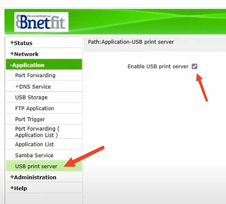 Enable USB Print server
